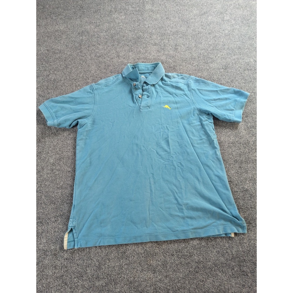 Tommy Bahama Shirt Mens Medium Polo Short Sleeve Golf Lightweight Blue Casual
